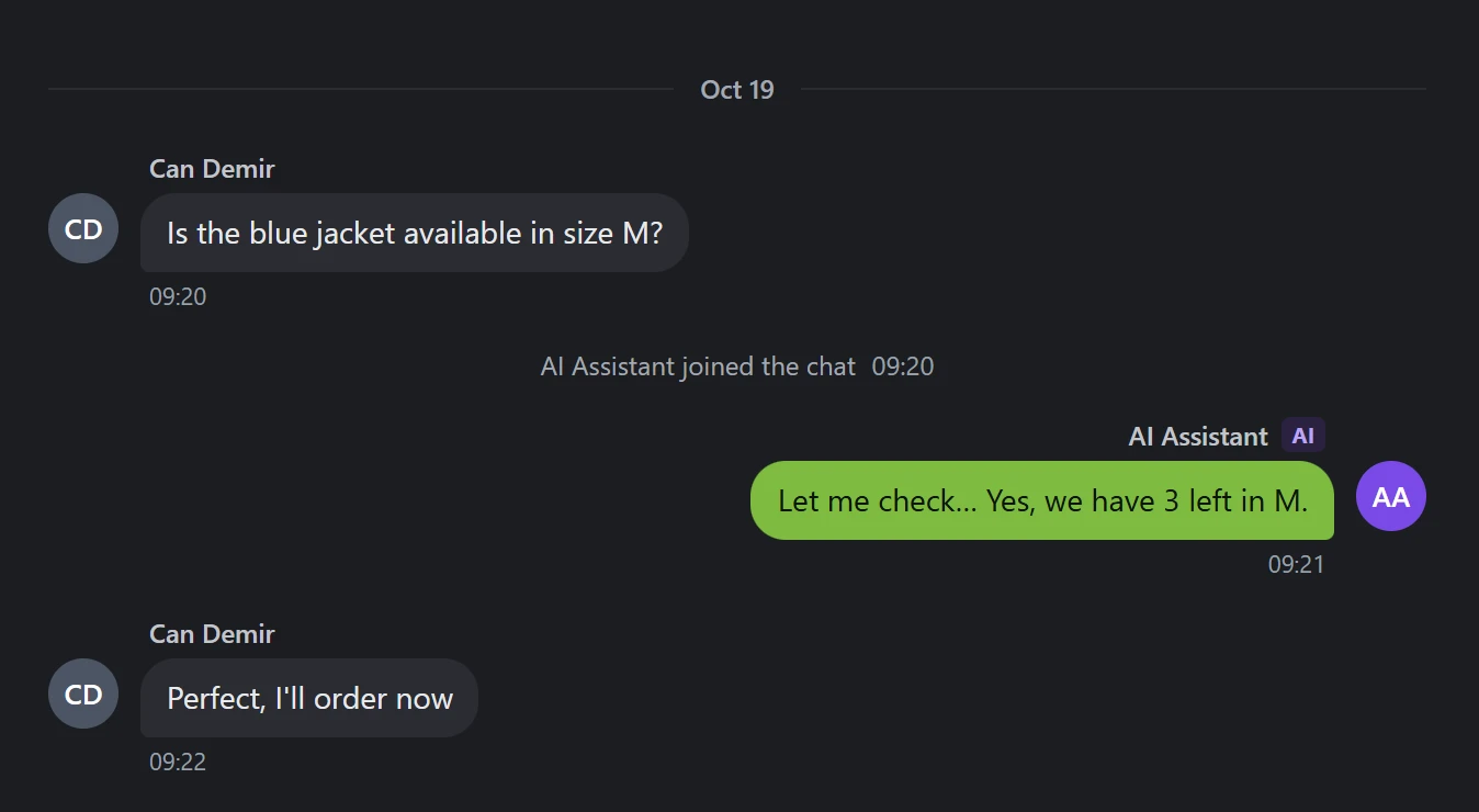 The AI agent and an agent working together